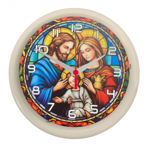 RELÓGIO PP REDONDO C/CX SAGRADA FAMÍLIA - BCO