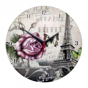 RELÓGIO REDONDO EM MDF 3MM- ROSA PARIS 