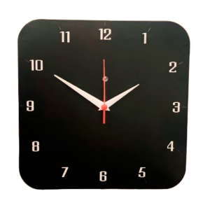RELÓGIO QUADRADO EM MDF  3MM- NÚMEROS - PRETO